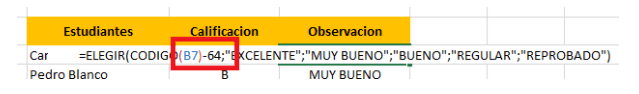 B7 Funcion Elegir Excel