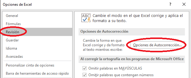 Configuracion de Autocorrecion Autocorrecion