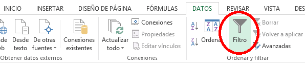 Filtros en Excel Celdas en Blanco