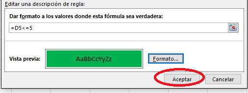Formato Condicional Aceptar Resaltar Celdas Excel