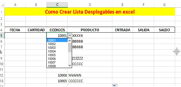 Listas desplegables en Excel Listas desplegables en Excel