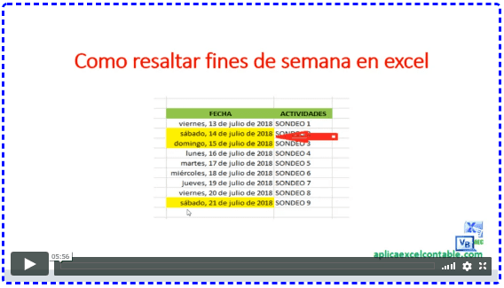 Video3 Resaltar Fines de semana 10 Consejos de fecha y hora