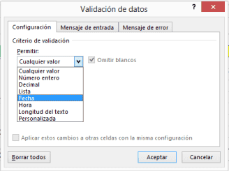 Fecha Validando Datos
