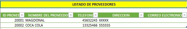 Hoja Proveedores Hoja Proveedores