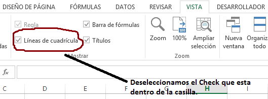 Lineas de cuadricula Facturacion e inventario en Excel