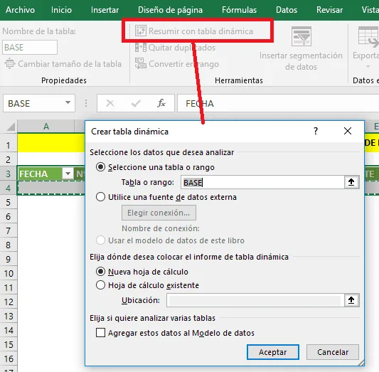 Crear hoja Con TD Stock de Inventario