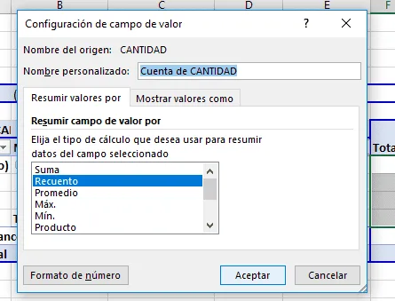 Formato para la Tabla Dinamica Formato para la Tabla Dinamica