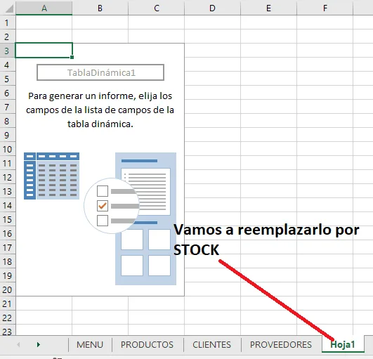 Reemplazando nombre Stock de Inventario