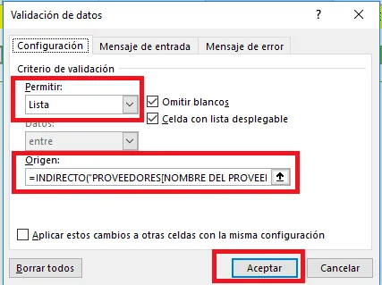 Validacion de datos Validación e Hipervínculo App CSB