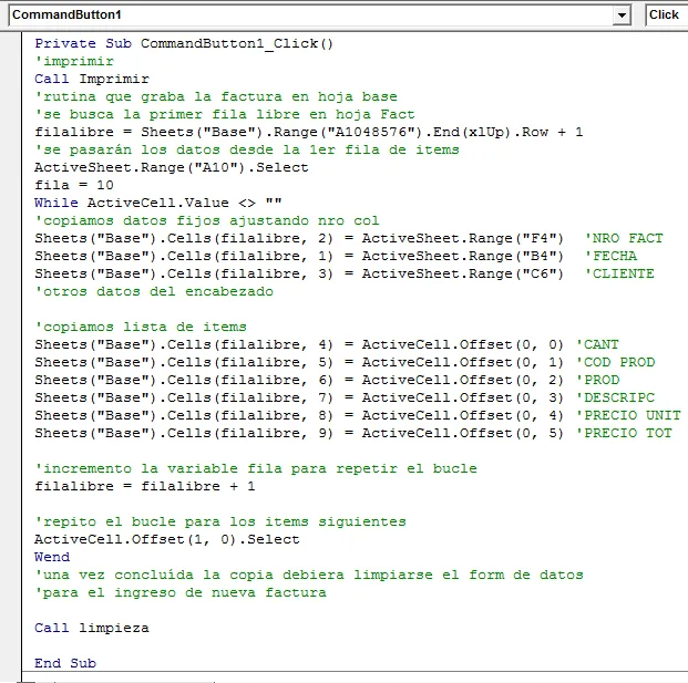 Codigos de Programacion del Boton Imprimir y Guardar1.png Sistema de Facturación en Excel 2