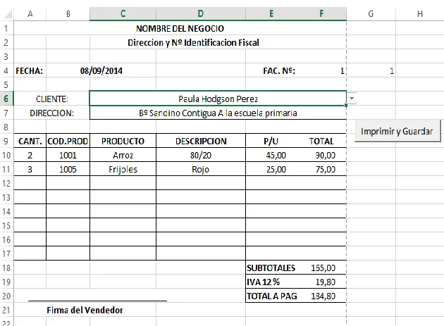 Sistema de Facturación en Excel 2