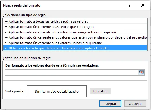 Nueva Regla de Formato resaltar números pares