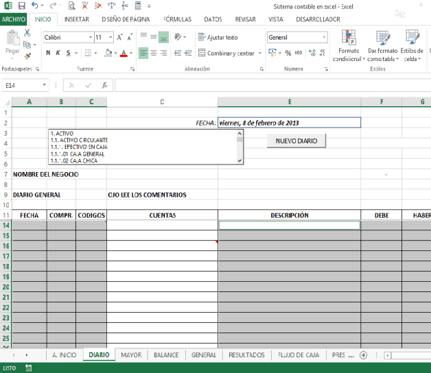 Nuevo Diario Contabilidad en excel4