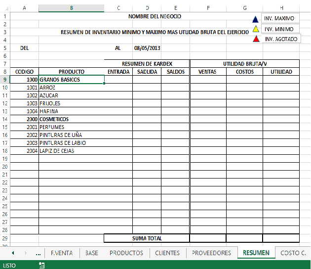 Sistema De Gestion Facturacion E Inventario En Excel 11 Blog Aec