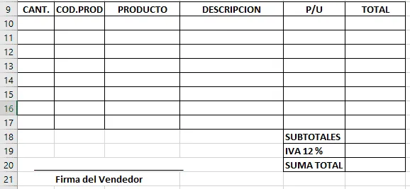 Firma del vendedor Hoja venta de tu app fi