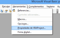Propiedades de VBA Pestaña Herramientas de VBA