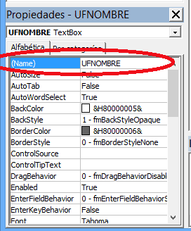 Nombre de Texbox Creando un UserForm