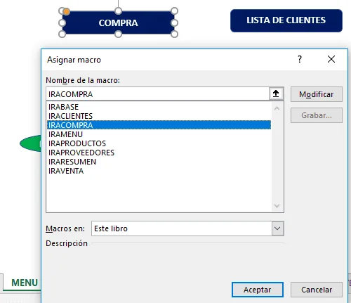 Asignando Macro al boton compra Activar botones principales