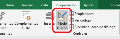 Modo Diseño Activar botones hoja compra