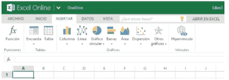 Pestaña Insertar Como trabajar en Excel Online