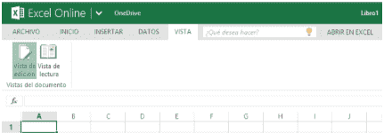 Pestaña Vista Como trabajar en Excel Online