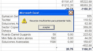Recursos Insuficientes Recursos Insuficientes en Excel