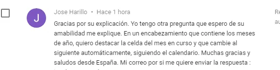 Mensaje de Jose Harillo Resaltar mes actual