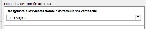 Primera formula resaltar números pares