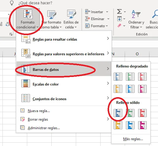Formato condicional - Barra de datos Resaltar Celdas con Barra de datos