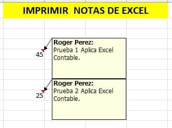 Imprimir notas de excel Imprimir notas de excel
