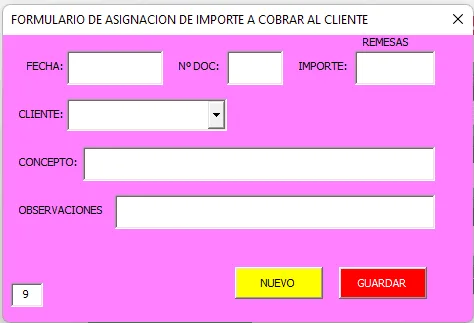 Formulario para asignar cuentas por cobrar Formulario para asignar cuentas por cobrar Control de caja