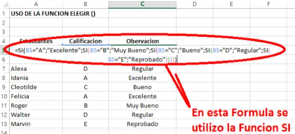 Formulas Excel SI