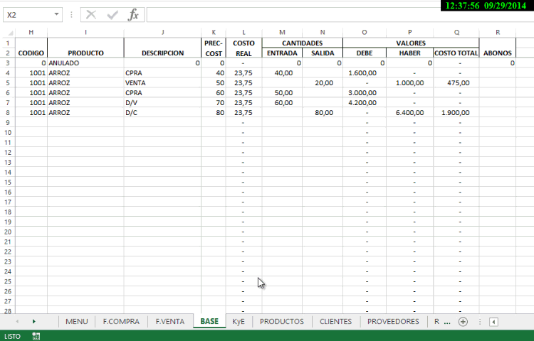 Base de datos en Excel- Entidades Base de datos en Excel Entidades Base de Datos
