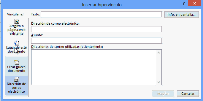 Tipos de Hipervinculos en Excel Tipos de Hipervinculos en Hiperviculos en excel