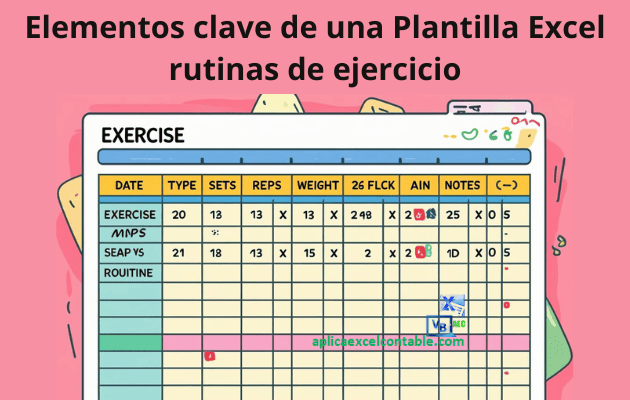 Elementos clave de una Plantilla Excel rutinas de ejercicio - Plantilla Excel rutinas de ejercicio