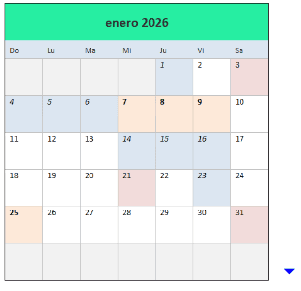 Calendario 2026 mensual