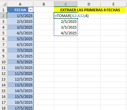 Ejemplo Basico #2 - Funcion TOMAR en Excel Ejemplo Basico #2 - Funcion TOMAR en Excel