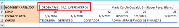 Ejemplo Ordenar por Filas con la Funcion Ordenar en Excel Ejemplo Ordenar por Filas con la Funcion Ordenar en Excel