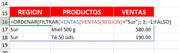 La funcion Ordenar en Excel combinado con FILTRAR La funcion Ordenar en Excel combinado con FILTRAR