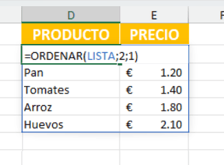 Ordenar listas personales con la funcion ordenar en Excel Ordenar listas personales con la funcion ordenar en Excel